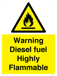 Warning diesel fuel Highly Flammable